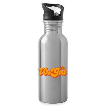 70s Girl 70s Girl Hippie - Water bottle with straw - silver - Right