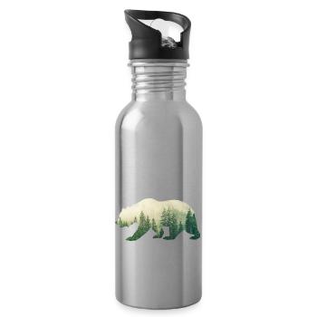 Forest Grizzly - Water bottle with straw - silver - Right