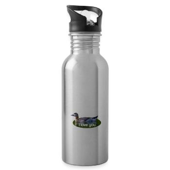 I love you - Trinkflasche mit integriertem Trinkhalm - Lightsilver - Rechts