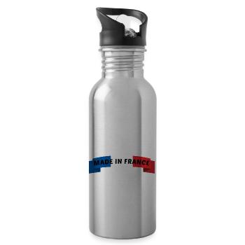 made in france - fabriqué en france - Gourde avec paille intégrée - argent clair - Droite