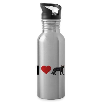 J’adore Bombay Cats - Cute Cat Pet Design - Gourde avec paille intégrée - argent clair - Droite
