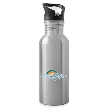 Sonnenuntergang über verschneiten Gipfeln - Trinkflasche mit integriertem Trinkhalm - Lightsilver - Rechts