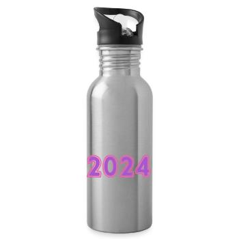 2024. ANNEE - Gourde avec paille intégrée - argent clair - Droite