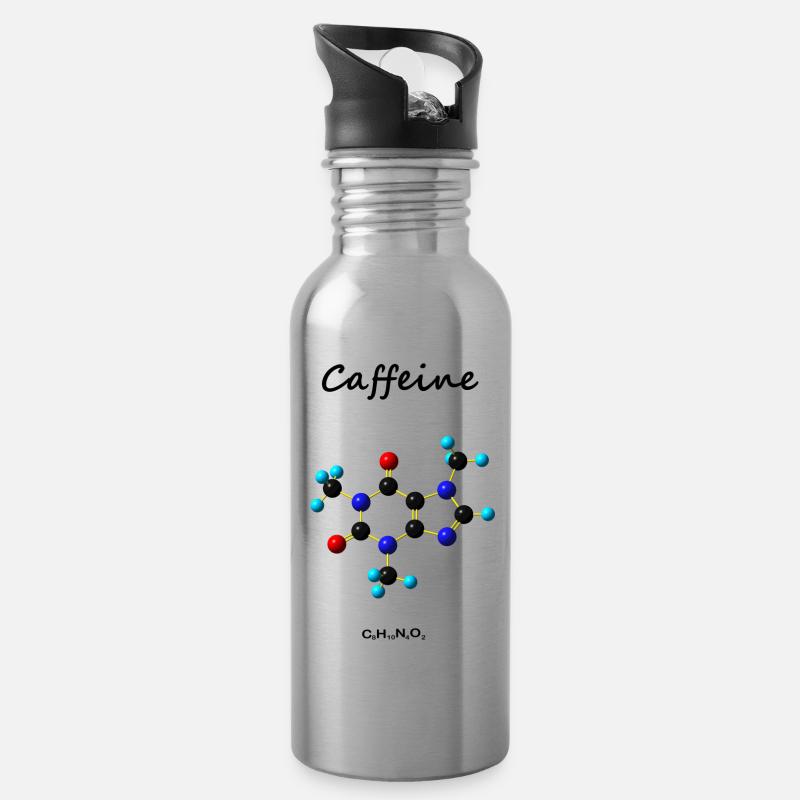 Caffeine - Trinkflasche mit integriertem Trinkhalm - Lightsilver