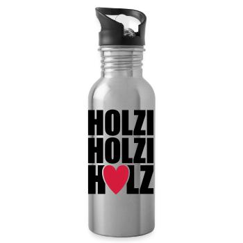 Holzi Holzi Holz - Trinkflasche mit integriertem Trinkhalm - Lightsilver - Rechts