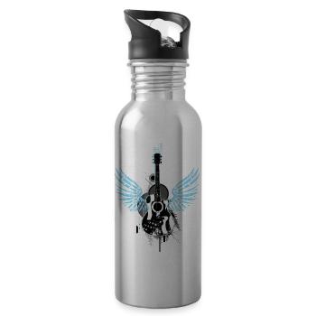 Gitarre guitar Flügel wings Graffiti Musik music - Trinkflasche mit integriertem Trinkhalm - Lightsilver - Rechts