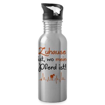 Zuhause ist wo mein Pferd ist - Trinkflasche mit integriertem Trinkhalm - Lightsilver - Rechts
