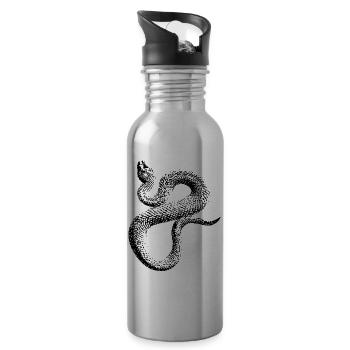Schlange Textur Schwarz - Trinkflasche mit integriertem Trinkhalm - Lightsilver - Rechts