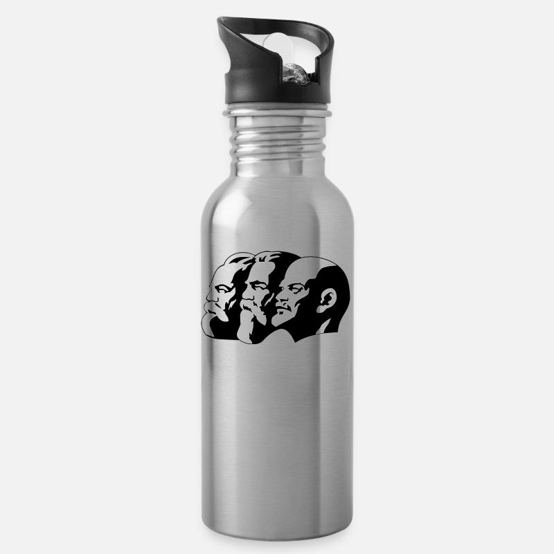Kapitalismus - Trinkflasche mit integriertem Trinkhalm - Lightsilver