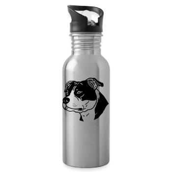american stafford © www.dog-power.nl - Water bottle with straw - silver - Right