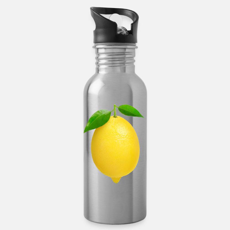 citron - Gourde avec paille intégrée - argent clair