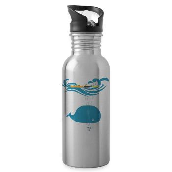 Funny Whale Balloon Sea Ship Kids Gift - Water bottle with straw - silver - Right