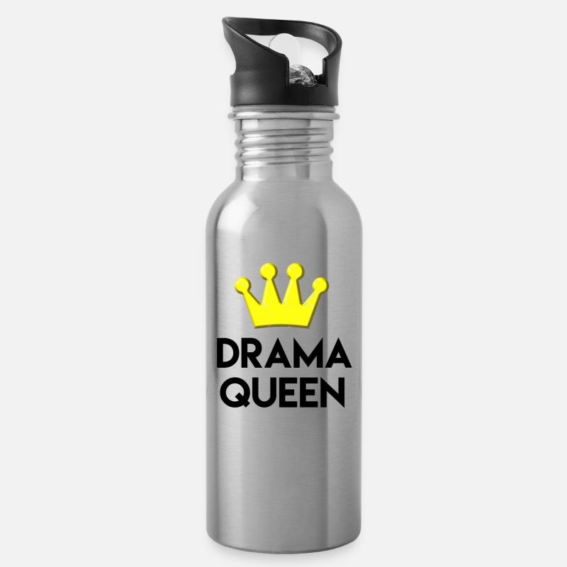 Drama Queen - Trinkflasche mit integriertem Trinkhalm - Lightsilver