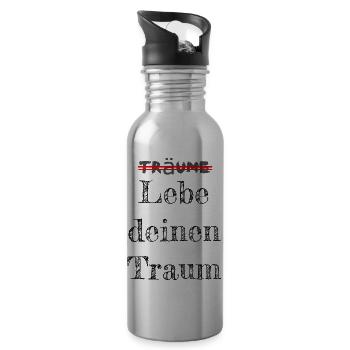 Live your dream! - Water bottle with straw - silver - Right