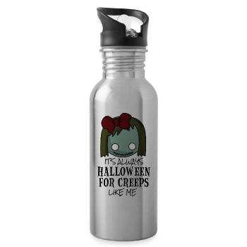 it's always HALLOWEEN FOR CREEPS like me - Zombie - Water bottle with straw - silver - Right