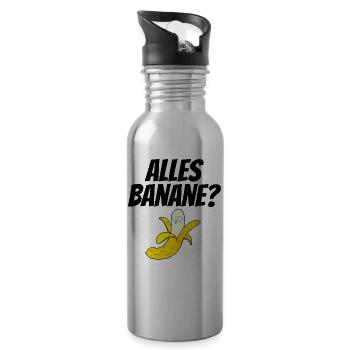 Fruit Banana Banana funny Vegan Vegan - Water bottle with straw - silver - Right