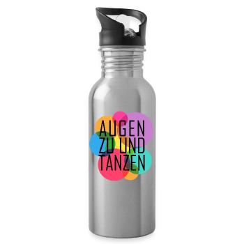 Augen zu und tanzen - Trinkflasche mit integriertem Trinkhalm - Lightsilver - Rechts