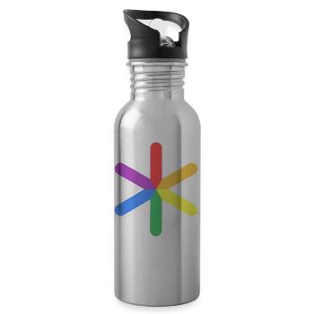 Shining gender star - Water bottle with straw - silver - Right