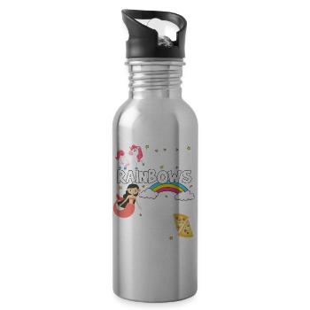 Einhorn Shirt · Unicorn · Einhörner · Glitzer - Trinkflasche mit integriertem Trinkhalm - Lightsilver - Rechts