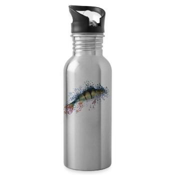 Idée cadeau de perche de pêche - Gourde avec paille intégrée - argent clair - Droite