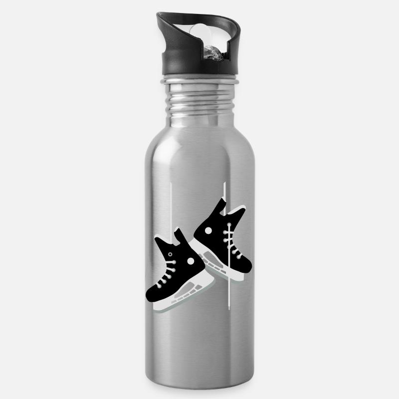 Eishockey Schlittschuhe - Trinkflasche mit integriertem Trinkhalm - Lightsilver