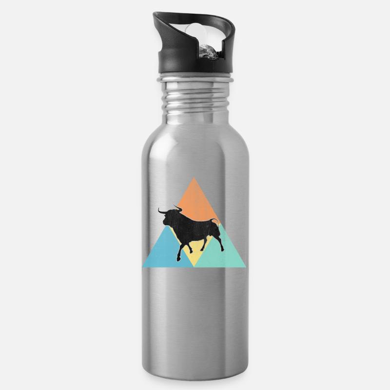 Stier - Trinkflasche mit integriertem Trinkhalm - Lightsilver