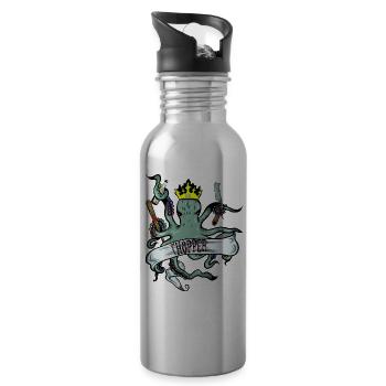 Octopus octopus with crown and chopper - Water bottle with straw - silver - Right