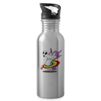 Unicorn / Unicorn HULAHOOP Rainbow - Water bottle with straw - silver - Right