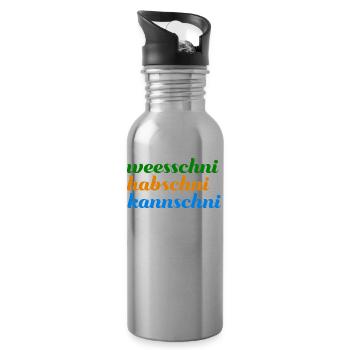 weesschni habschni kannschni Typisch sächsisch - Trinkflasche mit integriertem Trinkhalm - Lightsilver - Rechts
