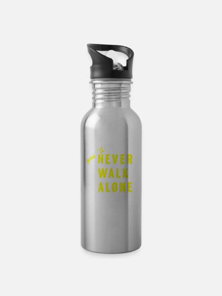 never walk alone - Water bottle with straw - silver