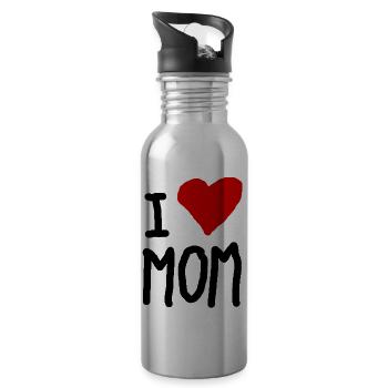 I love Mom - Water bottle with straw - silver - Right