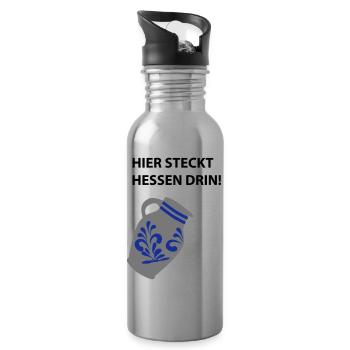 Hier steckt Hessen drin! - Trinkflasche mit integriertem Trinkhalm - Lightsilver - Rechts