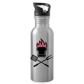 Grillmeister - Trinkflasche mit integriertem Trinkhalm - Lightsilver - Rechts