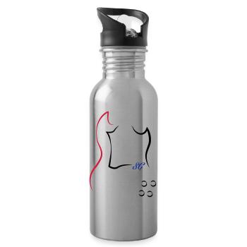 GSG - Trinkflasche mit integriertem Trinkhalm - Lightsilver - Rechts