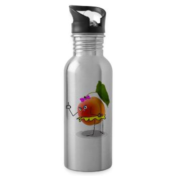 Apricot my buttocks !! - Water bottle with straw - silver - Right