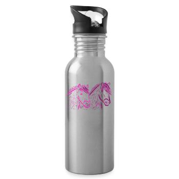 Pferde - Trinkflasche mit integriertem Trinkhalm - Lightsilver - Rechts