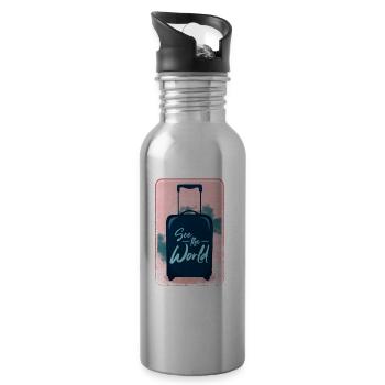 Reise - Trinkflasche mit integriertem Trinkhalm - Lightsilver - Rechts