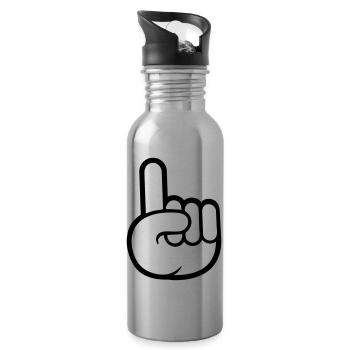 Finger Schlau Zeigen Hand Handschuh Comic Cartoon - Trinkflasche mit integriertem Trinkhalm - Lightsilver - Rechts