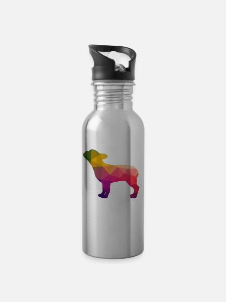 Frenchie bouledogue français arc-en-ciel coloré - Gourde avec paille intégrée - argent clair