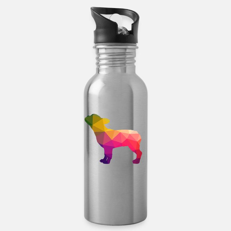 Frenchie bouledogue français arc-en-ciel coloré - Gourde avec paille intégrée - argent clair