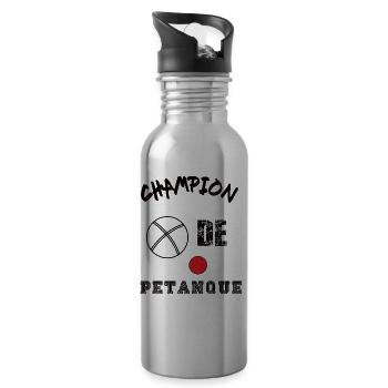 Champion de pétanque t-shirt cadeau humour - Gourde avec paille intégrée - argent clair - Droite