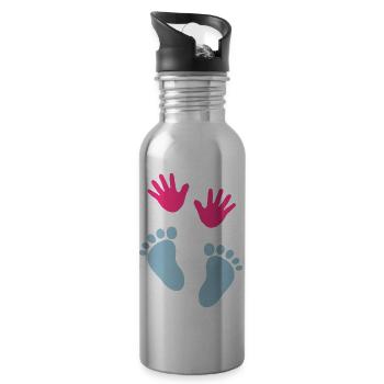 Baby hands and feet - Water bottle with straw - silver - Right