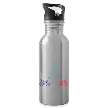 Biking in Paris - Water bottle with straw - silver - Right