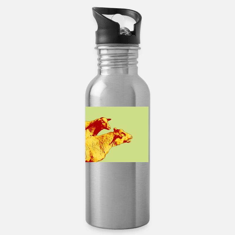 mouton - Gourde avec paille intégrée - argent clair