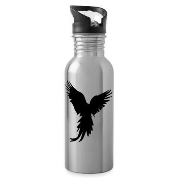 bird silhouette - Trinkflasche mit integriertem Trinkhalm - Lightsilver - Rechts