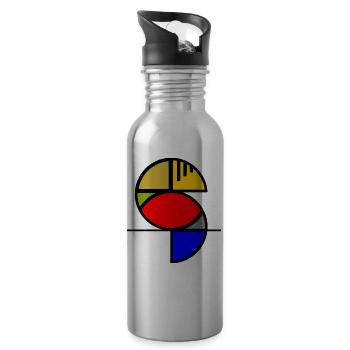 Abstract parrot - Water bottle with straw - silver - Right