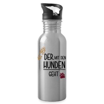 Der mit den Hunden geht - Trinkflasche mit integriertem Trinkhalm - Lightsilver - Rechts