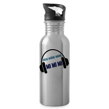 Ich höre nur MIMIMI - Trinkflasche mit integriertem Trinkhalm - Lightsilver - Rechts