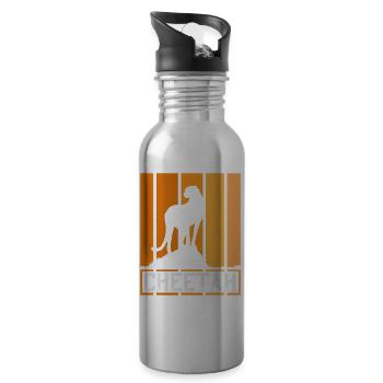 Retro cheetah - Water bottle with straw - silver - Right