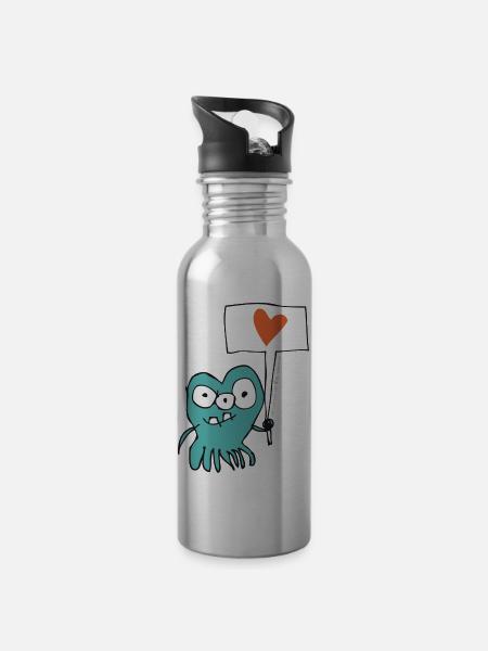 Lovemonster_URL - Water bottle with straw - silver